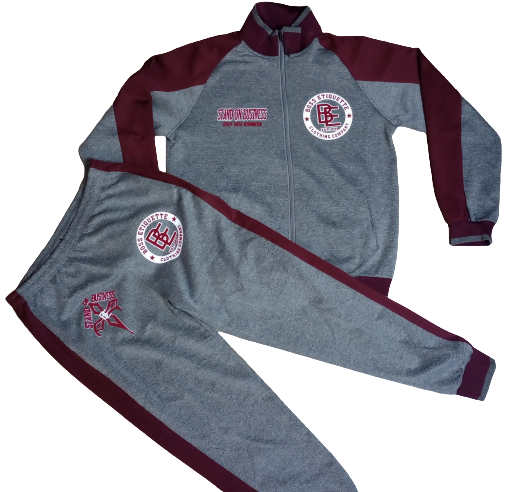 Stand On Business Track Suit (Dark Heather Grey/Maroon)