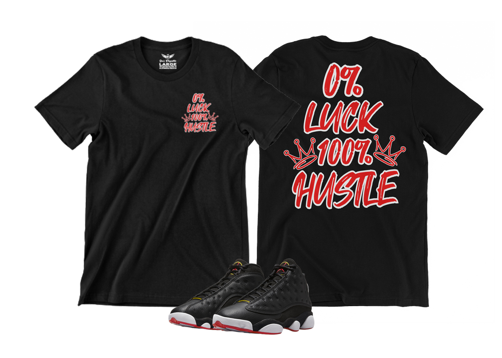 0% Luck 100% Hustle T-Shirt (Black/Red/White)